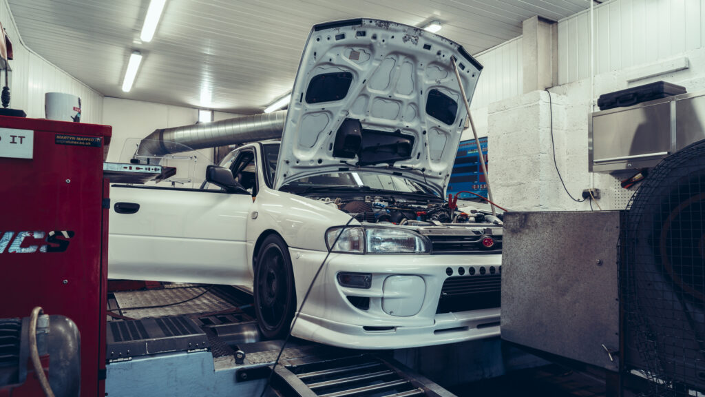 The Impreza on the dyno