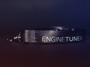 Picture of a black Enginetuner lanyard