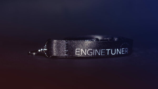 Picture of a black Enginetuner lanyard